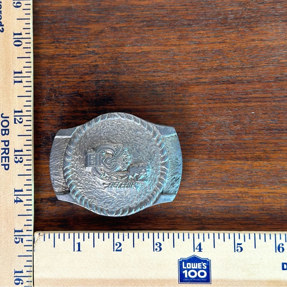 Vintage Elko Nevada AG Fair Hand Made by Gary Prazen Silver Belt Buckle‎ - Picture 2 of 3